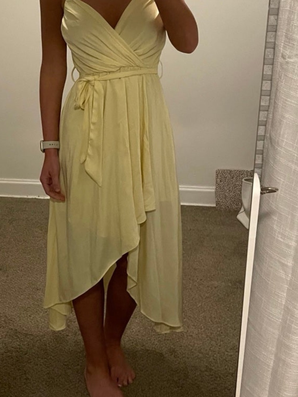 Hello Molly Pale Yellow High-Low Wrap Dress